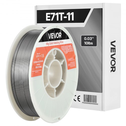 VEVOR Fülldraht 0,8 mm, MIG Schweißdraht E71T-11, 4,5 kg Gaslose Drahtrolle für Baustahl mit Geringer Spritzerbildung für Alle Schweißpositionen, Selbstschützend für den Außeneinsatz, 1 Stk.
