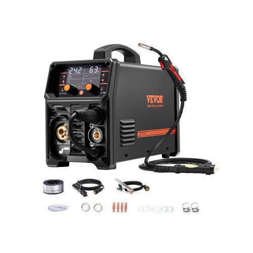 VEVOR Pro MIG-Schweißgerät, 250 Ampere Pluse MIG-Schweißer, 5-in-1 Synergie-Welder Gasloses MIG, Gas-MIG, MMA, Lift-TIG, MIG Pluse mit IGBT-Wechselrichtertechnologie und LCD-Bildschirmanzeige