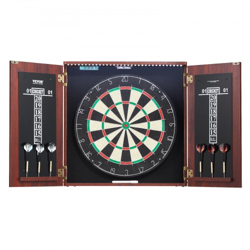 

VEVOR Dartschrank Set Offizielle Größe Dartscheibe MDF Darts 45x3,8cm LED