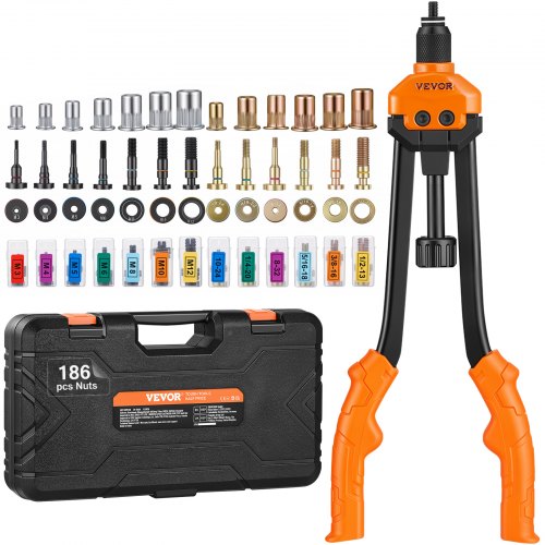 VEVOR Nietmutternzange-Set Blindnietmutternzange 410 mm, Nietenzange 13 Sätze von Muttern & Dornen, Nietmutterwerkzeug M3 M4 M5 M6 M8 M10 M12 Profi Handnietzange, Nietmaschine Gewinde Nieten