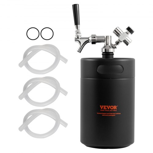 

VEVOR Bierzapfanlage Mini Bierfass Bierbraugerät 5 L, Tragbares Druckfass-Set Mini Edelstahl Fass Bier Growler System mit Einstellbarem Hahn 27 ℃, Fassbier Hausbrauerei Frisch und Kohlensäurehaltig