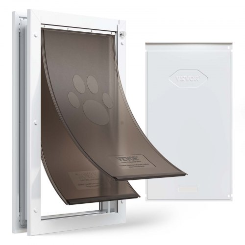 

VEVOR Hundeklappe (XL) mit Doppelmagnetklappen & Metallrahmen, Wetterfeste Katzenklappe für Innen- und Außentüren, Katzentür Hundetür Haustierklappe Weiß 34,61 x 60 cm (Breite x Höhe) Haustiertür