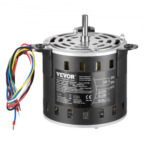 

VEVOR 1/5 PS Gebläsemotor, 220 V, 1,45 Ampere, 3-Gang (700/900/1100 U/min), 10 mm Wellendurchmesser, 20 mm Wellenlänge, ROT. CCW vom Wellenende, inkl. CBB60 8 μF / 450 V Kondensator