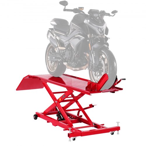 

VEVOR Motorradheber Motorradhebebühne Hydraulisch (Max. 787 mm Hubhöhe) Hebeständer Rollbar, Fahrrad-Reparaturständer (453,59 kg belastbar) mit Sicherheitsschloss für Geländefahrzeuge Dirtbikes
