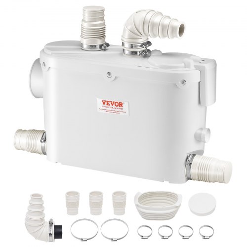 

VEVOR Abwasser Hebeanlage 500W Fäkalienhebeanlage 8m Förderhöhe Abwasserpumpe 6600L/h Haushaltspumpe 2900U/min Schmutzwasserpumpe Eingebautes Rückschlagventil Wartungfrei WC Dusche Waschbecken