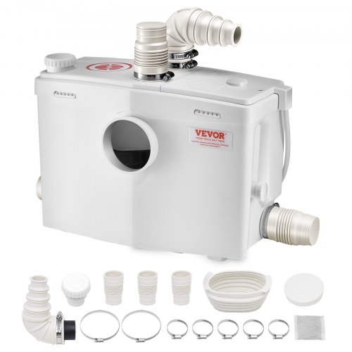 

VEVOR Hebeanlage 1200 W, 180 L/min Durchfluss, 10 m Förderhöhe, Schmutzwasserpumpe mit 4 Wassereinlässen, Abwasserhebeanlage für Toilette, Keller, Dusche, Waschbecken, Waschküche, Badewanne