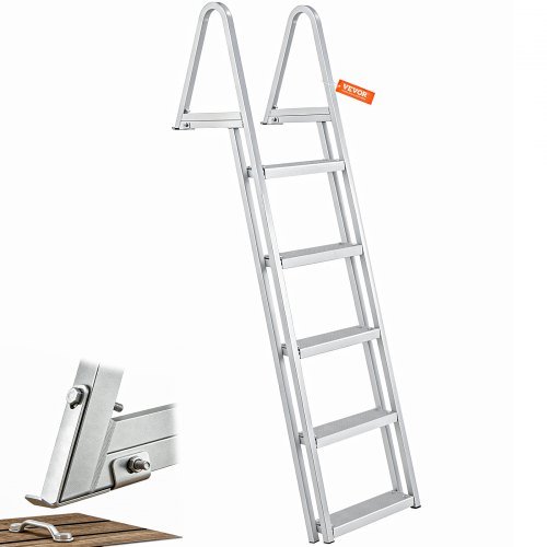 VEVOR Badeleiter Bootsleiter abnehmbar 5 Stufen 159kg Traglast 610x455x1825mm