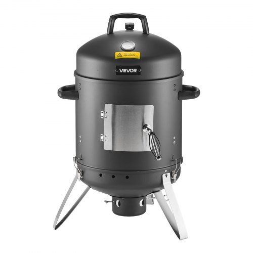 VEVOR Räuchertonne, 40 cm vertikaler Holzkohlegrill, beschichteter Stahlgrill mit 2 Grillrosten, Thermometer, Lüftungsöffnungen & herausnehmbarer Ascheschale, BBQ Räucherofen für Grillpartys