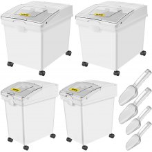 VEVOR Mehl und Reis Behälter doppelt Kapazität 25 kg und 15 kg, Aufbewahrungsbox Küche 35,5 x 50 x 45 cm und 25 x 35,5 x 43 cm, Vorratsdosen weiß Speicherung für Getreide und anderen Trockenwaren