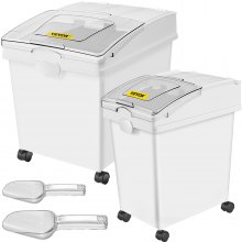 VEVOR Mehl und Reis Behälter Kapazität 25 kg und 15 kg, Aufbewahrungsbox Küche 35,5 x 50 x 45 cm und 25 x 35,5 x 43 cm, Vorratsdosen weiß Speicherung für Getreide und anderen Trockenwaren