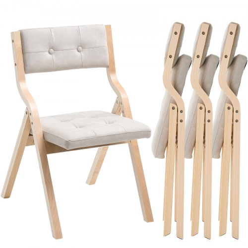 VEVOR Klappstuhl Gartenstuhl mit Gepolstertem Kissen/Holzrahmen 4 Stk. Modern