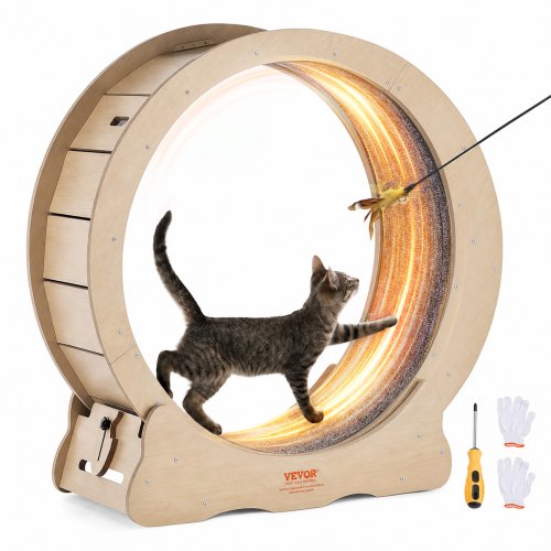VEVOR Katzenlaufrad, 750 mm, Katzenlaufband für den Innenbereich, mit abnehmbarem Laufband, Katzen-Teaser zum Laufen, Gehen, Training, Laufrad Katzen, geeignet für die meisten Katzen bis zu 3,6 kg