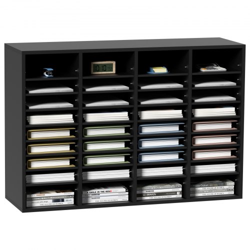 VEVOR 997 x 305 x 680 mm Briefablage Schreibtisch Organizer, 2,3–5,6 cm Einstellbar A4 Stapelbar Quer, Papierablage, Aufbewahrung Schreibtisch Ablagesystem Organisation, Ablage (Schwarz, 36 Fächer)