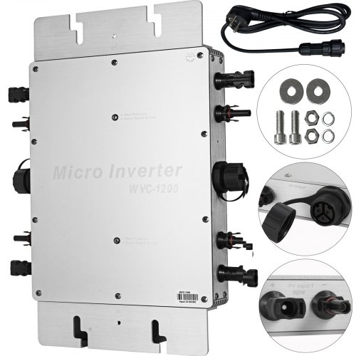

VEVOR 1200W Grid-tie Inverter Wasserdichter Wechselrichter, 220V Micro Wechselrichter, Solar Power Grid-Tie Micro-Wechselrichter mit WVC-Netzanschluss Micro-Wechselrichter, Micro Grid Wechselrichter