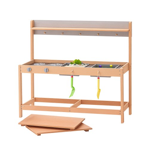 VEVOR Matschküche 1000x360x885 mm, Kinderküche, Holzspielzeug-Spielküchenset mit Zubehör, Outdoor-Spielset, Rollenspiel-Outdoor-Küche für Jungen und Mädchen, Kleinkinder-Spielküche mit Herd und Spüle