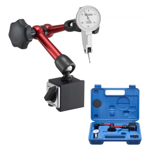 VEVOR Messuhr mit Magnetstativ & Aufbewahrungskoffer, 0,01 mm Genauigkeit, 0–0,76 mm Bereich, Mikrokugelgriff für Messungen in engen Bereichen, industrielle Bearbeitung & Inspektion