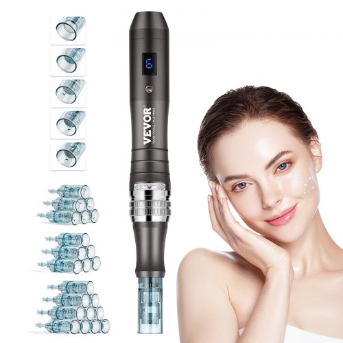 

VEVOR Professionelles Microneedling Pen Derma-Stift 6 Gang mit 22 Nadeln 0-2,5mm