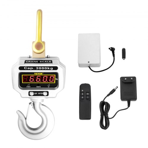 VEVOR Wildwaage Digital 3000 KG, Hängewaage Digital mit Hohe Genauigkeit, Elektronische Kranwaage Hängewaage Digitale Haken, Mini tragbare Hängewaage mit LCD Anzeige für Reisen Koffer, Fischerei