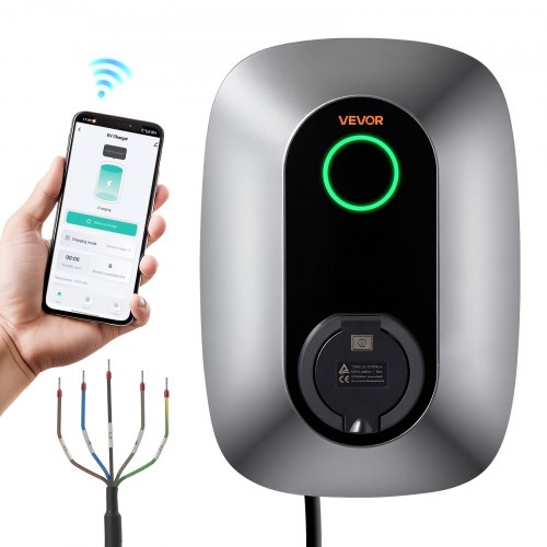 VEVOR Wallbox E-Auto-Ladestation 11 kW Dreiphasig 400 V Typ 2 16 A IP54, EV-Charger für Alle Elektrofahrzeuge und Plug-in-Hybride, Intelligentes Autoladegerät mit App-Steuerung und LED-Anzeige