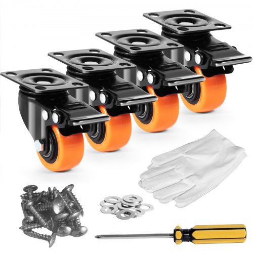 VEVOR Möbelrollen 4er-Set Lenkrollen PVC φ50,8mm Laufrollen 272kg Tragfähigkeit Transportrollen mit Doppelkugellagern Kastenrollen 360° Drehbar Schwerlastrollen für Häusern Büros Studios Fabriken