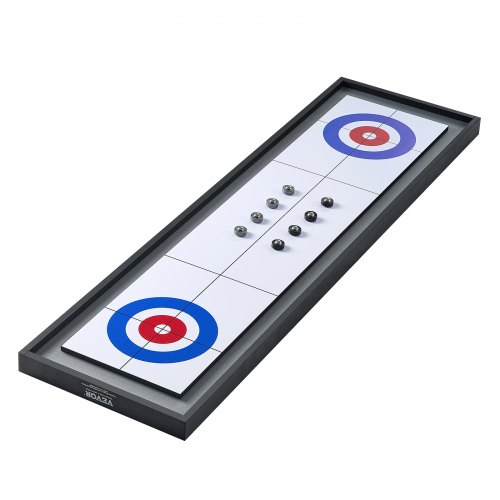 

VEVOR Shuffleboard und Curling 2-in-1-Brettspiele, 45 Zoll tragbares Tischset, zweiseitiges Tisch-Shuffleboard mit 8 rollenden Pucks, Shuffleboard- und Curling-Kombispielset für Kinder und Familie