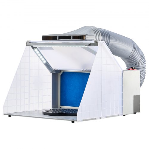 VEVOR Airbrush Spritzkabine, Airbrush-Farbspritzkabinen-Set 4 m³/min, mit LED-Leuchten, Abluftventilator und Abluft-Verlängerungsschlauch, zum Bemalen von Modellen, Kunst, Handwerk, Modellkuchen