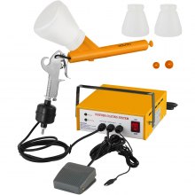 VEVOR 3,3 W Pulverbeschichtungsgerät, Pulverpistole 10-15 PSI, Pulverbeschichten, Beschichtungssystem, Lackierpistole, Powder Coating Machine Gelb, Tragbare Elektrostatische mit 2 Kunststoffflaschen