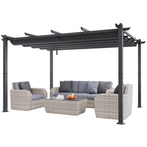 

VEVOR Pavillon Gartenzelt Outdoor Pergola Sonnenschutzdach 2,96x3,95x2,3m Grau