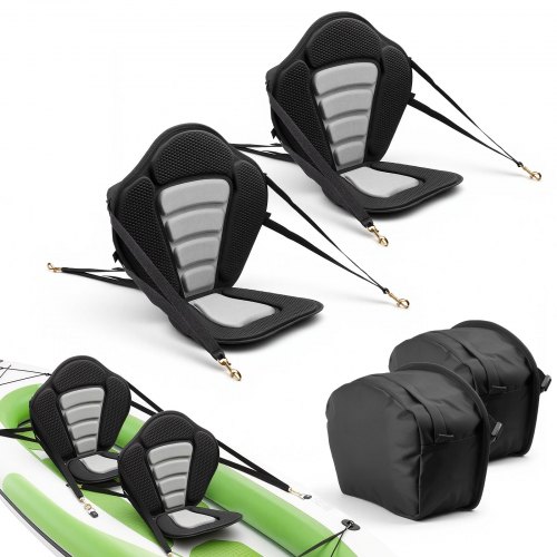 VEVOR 2 x Kajaksitz 12 mm Dicke, Gepolsterter Sitz für Stand-Up-Paddle-Board, Bootssitz mit Rückenlehne & Aufbewahrungstasche & Verstellbaren Gurten für SUP Kanu Angelboot Aufblasbares Kajak