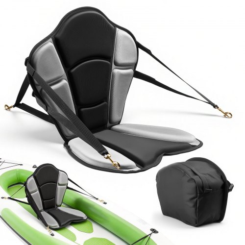VEVOR 1 x Kajaksitz 31 mm Dicke, Gepolsterter Sitz für Stand-Up-Paddle-Board, Bootssitz mit Rückenlehne & Aufbewahrungstasche & Verstellbaren Gurten für SUP Angelboot Aufblasbares Kajak Ruderboot