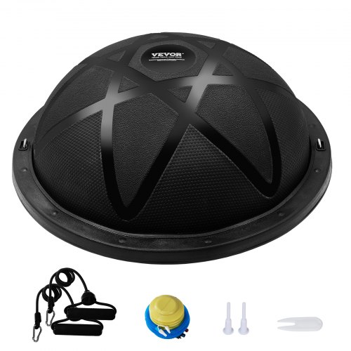 

VEVOR Halb-Gymnastikball-Trainer, 23 Zoll Balance Ball Trainer, 660 lbs Tragkraft Stabilitätsball, Yoga-Ball mit Widerstandsbändern und Pumpe, Kraft-Fitnessball für das Heim-Fitnessstudio, Ganzkörpertraining, Schwarz