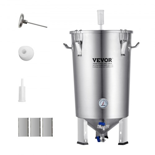 

VEVOR Bierbrauanlage Bierbraugerät Edelstahl 30 L Bierfermenter, Braueimer-Fermenter zum Brauen, Heimbrauzubehör mit Sockel, Kessel-Suppentopf inkl. Deckel, Griff, Ventil, Zapfhahn