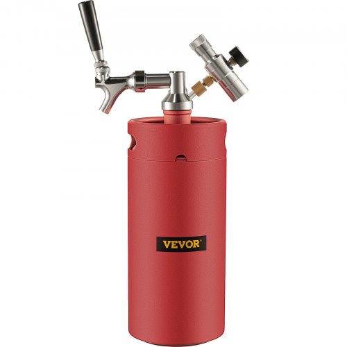 

VEVOR Bierzucht-Wasserhahnsystem, 3,8 l Mini-Fass, 4 l Bierzüchter, 304 Edelstahl, Mini-Fass-Growler, mit Dual-Druckanzeige, CO2-Regler, Wasserhahn, 50,8 cm Bierschlauch-Ring, Rot