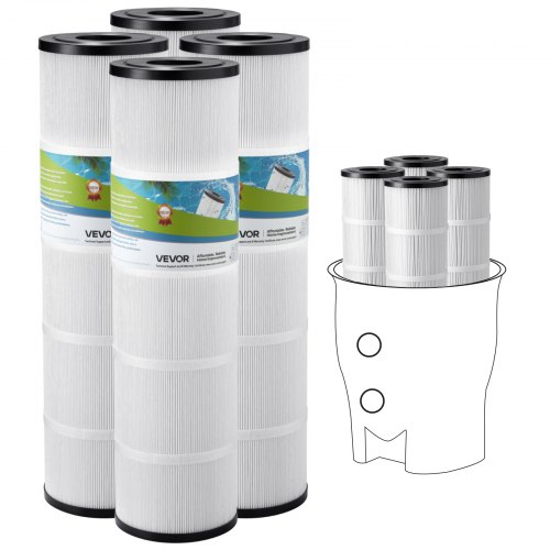 

VEVOR Pool Filterkartusche, 4er-Pack, Ersatzfilter 9,8 m², Wasserfilter, Poolfilter kompatibel mit Pentair CCP420, Pleatco PCC80-PAK4l, sicher für Kinder und Haustiere, leicht zu reinigen
