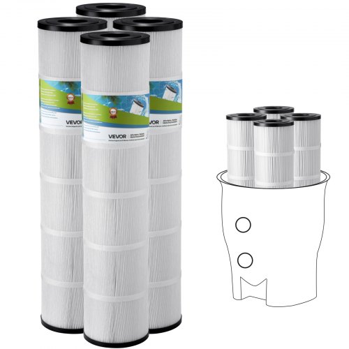 

VEVOR Pool Filterkartusche, 4er-Pack, Ersatzfilter 12 m², Wasserfilter, kompatibel mit Pentair CCP520, R173578, PCC130, sicher für Kinder & Haustiere, dreilappig plissiert, leicht zu reinigen
