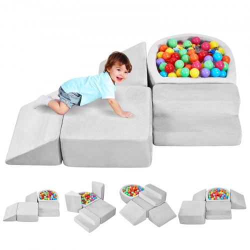 VEVOR Softbausteine, 5-teiliges Set, Schaumstoffbausteine für Kinder von 6 Monaten bis 3 Jahren, mit Bällebad (Bälle nicht im Lieferumfang enthalten), Indoor-Kletter- und Krabbelaktivitätsspielset