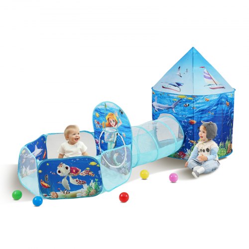

VEVOR 3-in-1-Spielzelt für Kinder mit Tunnel, Basketballkorb für Jungen, Mädchen, Babys und Kleinkinder, Pop-Up-Spielhaus für drinnen und draußen mit Tragetasche und Spanngurten, Geburtstagsgeschenke,