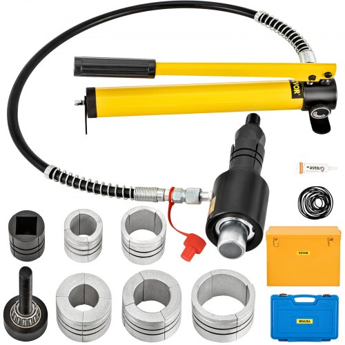 VEVOR Hydraulischer Auspuffrohr-Expander, Größe 4,13 bis 10,8 cm, 10 T, manueller hydraulischer Rohrstrecker mit 4 Matrizen und 2 Aufbewahrungskoffern für Kupfer- und Aluminiumrohre bei der Autoreparatur