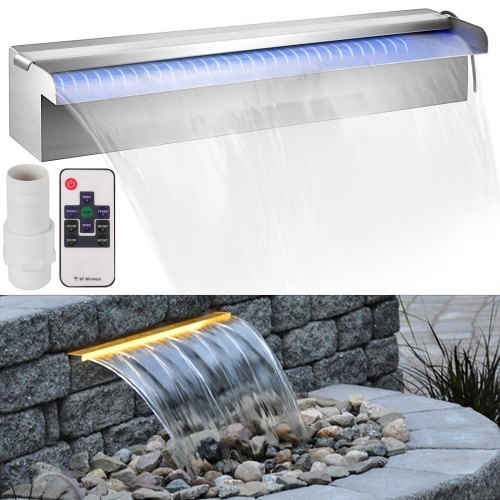 

VEVOR Schwalldusche Poolfontäne LED 17,7"x4,5"x3,1" Poolbrunnen 1,3" Wasserfontäne 0,87" Dekoration Gartenteich