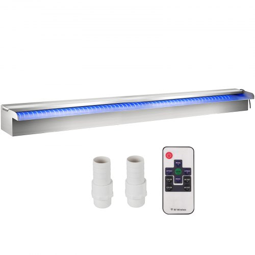 

VEVOR Schwimmbad-Wasserfall-Spiller, 90 x 11,5 x 8 cm, Edelstahl-Schwimmbad-Wasserspiel mit buntem LED-Streifen, Schlauchanschluss, Fernbedienung, korrosionsbeständig Fontäne für Teich Pool