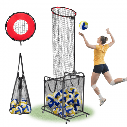 VEVOR Volleyball Trainingsnetz, winkel- und höhenverstellbarer Volleyballtrainer, tragbares Übungsnetz mit Wagen & Rädern & Tragetasche, professionelles Aufschlag & Schmettertraining