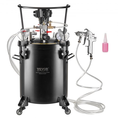 VEVOR Druckbehälter für Sprühfarbe, 30 L vollautomatischer Druckbehälter mit Rührfunktion, 70 psi einstellbarer Druck, Druckbehälter-Farbbehälter mit Spritzpistole und Schläuchen, für Malerei