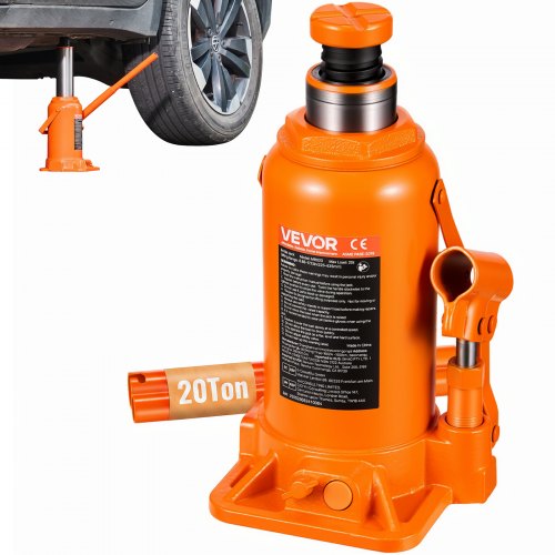 VEVOR hydraulischer Wagenheber Flaschenwagenheber 20 t 225-435 mm Hubbereich, Hochleistungs-Stempelwagenheber für Auto SUV Pickup Autoreparatur Hauslift landwirtschaftliche Geräte, Orange