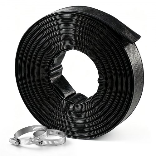 VEVOR Rückspülschlauch 2 Zoll 30,48 m PVC Flachschlauch Ablaufschlauch für Poolentwässerung und Bewässerung mit 90 psi, Anschlusswahl ohne Vorinstallierte Kupplungen für Verschiedene Pumpensysteme