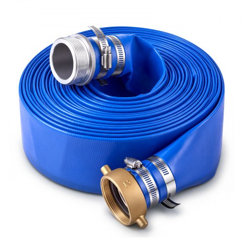VEVOR Rückspülschlauch 2 Zoll NPT 15,24 m PVC Flachschlauch für Poolpumpen, Sandfilterpumpen, Tauchpumpen und Abwasserpumpen, mit 90 psi und Pin-Lug-Kupplungen für Wasserableitung und Bewässerung