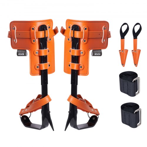 VEVOR Baumkletterspikes, 1 Paar Klettersporne aus legiertem Stahl, 350 lbs Tragkraft, Baumkletterausrüstung mit Gurten und Spike-Schutz, Baumpflegeausrüstung für Kletterer, Jagen, Obstpflücken, Orange