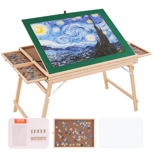 

VEVOR Puzzletisch Puzzle Brett 1500 Teile, Puzzle Staffelei Höhenverstellbarer Puzzletisch Kipptisch, Puzzel Board mit 4 Ausziehbaren Schubladen, Puzzlebrett Spielspaß für Erwachsene & Kinder