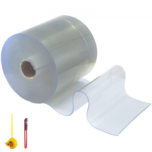 

VEVOR PVC Streifenvorhang 300 mm x 3 mm x 25 m Kunststoffvorhang Türvorhang 64 lbs Vorhangrolle Transparent Dekoration Geschäfte PVC Streifen