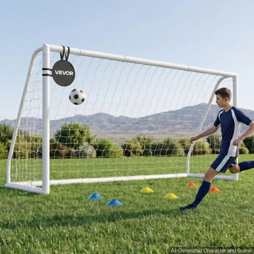 VEVOR Fußballtor 365 x 182 cm Tragbares PVC Outdoor-Soccertor mit PE-Netz, für Gärten, Parks und Schulen, Wetterfest, mit Bodenankern, Zielscheibe, 600D-Oxford-Tasche und Stabilität bei über 110 km/h