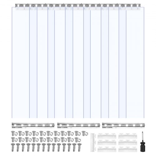 

VEVOR Streifenvorhang, 213,4 cm Höhe x 106,7 cm Breite, 0,2 cm Dicke, 7 Stück transparenter PVC-Streifen-Türvorhang, Gefrierschrankvorhang, Kunststoff-Türstreifen für begehbare Gefrierschränke, Kühlschränke und Lagertüren, mit 50 % Überlappung